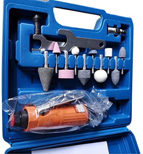 BestAlice 16-teiliges Luft-Stabschleifer-Set, Abgewinkeltes Luft-Stabschleifer-Set mit 1/4 und 1/8 Zoll Spannzangen, Leistungsstarkes Hochgeschwindigkeits-Pneumatik-Schleifwerkzeug aus Aluminium Zum