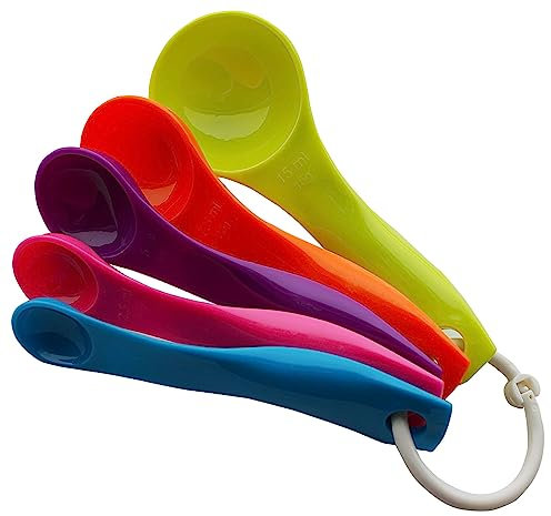 NPOW Measuring Spoons Set- Tablespoon Measuring Spoon, Flour Scoop, Spice Spoon, Plastic Scoop, Mini Spoons, Reusable Teaspoon Measuring Spoons Scoops for Powder, 1g-15ml (5pcs)