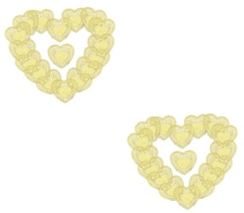 Ciieeo 200 Blatt Liebe Saugfähiges Papier Goldene Deckchen Desktop-deckchen Mini-cupcake Kreise Aus Pergamentpapier Goldrand Herzförmige Deckchen Quadrat Abzeichen