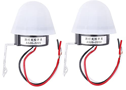 ANKROYU 2 Pezzi Interruttore Foto, Interruttore Automatico On Off per Luce Stradale, Interruttore Sensore Controllo Foto, Fotocellula Interruttore Luce dal Crepuscolo all'Alba (220V)