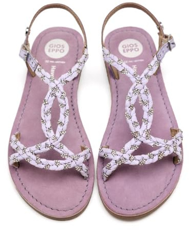 Gioseppo| Sandalias planas piel WENHAM| Plantilla acolchada| Cierre hebilla mujer||Lila|Talla 39