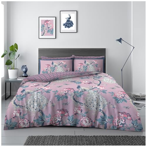 GC GAVENO CAVAILIA Floral Duvet Cover King Size Quilt Cover Bed Set, Reversible Bedding Duvet Set (230x220 cm), Polycotton Soft Bed Linen, Pink, Alexia