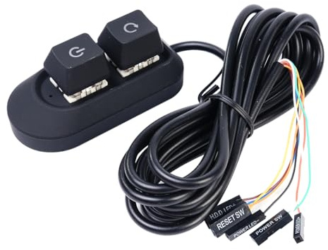 Sarini Interrupteur d'alimentation pour ordinateur de bureau, avec câble de 2m, démarrage à distance externe, bouton d'alimentation de la carte mère du PC