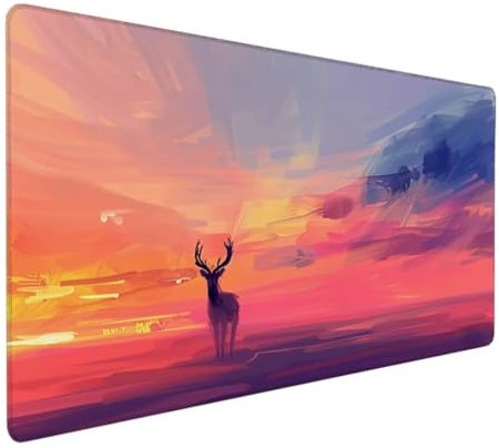 BEIJUYHU Mauspad XXL, Gaming Mauspad 700x300x3 mm, Großes Mauspad mit Genähten Kanten, rutschfeste Desk Mat, Verlängertes großes Mauspad Schreibtischauflage für Büro und Zuhause Kunst REH S - 4