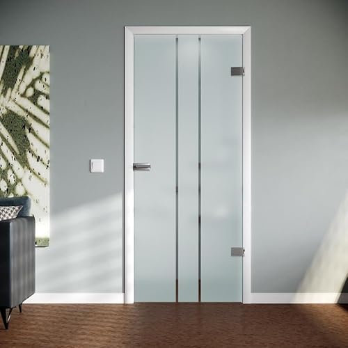 Glasdrehtür Bardo aus ESG nach Maß – Stilvolle Glastür mit Satinierung (Floatglas 8mm, standard, Breite x Höhe: 709 mm x 2097 mm)
