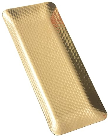 OKUMEYR Vassoio Resistente alla Ruggine in Acciaio Inossidabile Rettangolare Porta Asciugamani Design Martellato Nordico per Bagno e Comodino