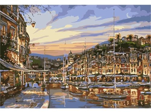 Cooiiye Malen Nach Zahlen Erwachsene Venedig-Landschaft Malen Nach Zahlen Kits,mit Pinseln und Acrylfarben DIY Leinwand Ölgemälde Kunst für Heimdekoration (Rahmenlos 45x60cm)