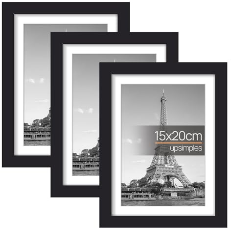 upsimples 3 Pack Bilderrahmen 15x20 Schwarz, Fotocollagen Rahmen für Fotos | 15x20 cm (6x8inch) Fotorahmen für Kinderzeichnungen, Kunstwerke, Wandbilder für Kinderzimmer, Wohnzimmer, Büro