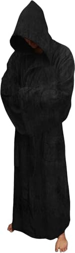 Lixinya Unisex Bademantel Tunika Kapuze Robe Halloween Karneval Cosplay Fleece Bademantel für Erwachsene