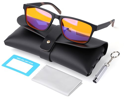 MOSSLIAN Blaulichtblockierende Brille, Gaming-Brille, Bernstein, für Herren & Damen, Migräne-Brille, blendfrei, Gamer-Brille für Computer, Fernseher, Handys