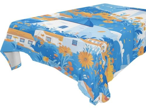 miaozhen Mantel cuadrado pequeño con diseño de molino de viento de dibujos animados, color azul eléctrico, lavable, para cocina y comedor, boda, 1.8 m, decorativo, para mesa de comedor de Acción de