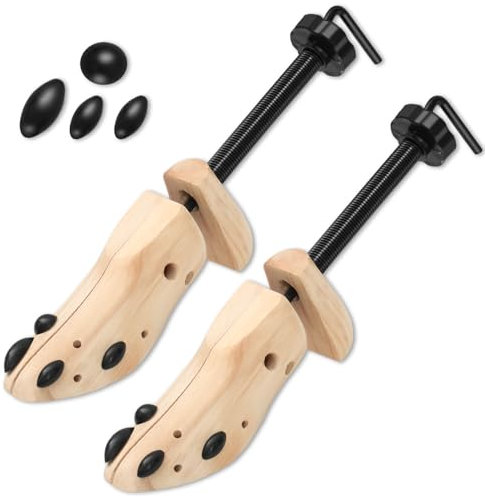 Chumix Allarga Scarpe Uomo Donna, Tendiscarpe in Legno di Pino con 4 Cuscinetti, Forma Scarpe Professionale Regolabile, per Allungamento Antirughe in Lunghezza e Larghezza (Beige, M)