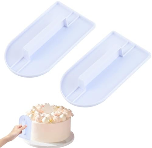 2 PCS Fondant Cake Smoother Set - Flat Edge Cake Scraper and Curved Edge Smoother, Perfect for Icing, Buttercream, and Fondant Decoration, Food-Grade Plastic, Easy to Use and Clean, Essential Cake Dec