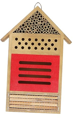 FUNOMOCYA Hotel para Abejas De Madera Hecho Mano Refugio Exterior para Jardín Casa Ecológica para Polinizadores Habitación Segura y Duradera Decoración Natural para Insectos