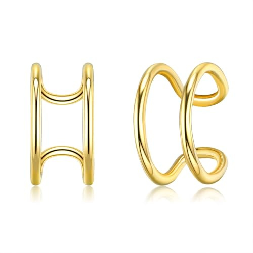 AMDXD 18K Gold Ohrringe Echt Schmuck, Geometrie Ohrklemme, Au 750 Ohrringe Jugendstil