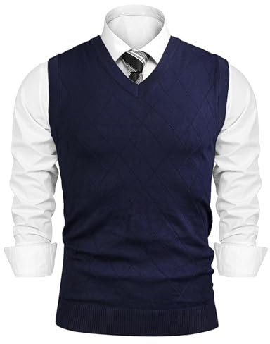 Sykooria Chaleco de Punto Hombre Invierno Sin Mangas Cuello en V Suéter Casual de Negocios Estilo Caballero
