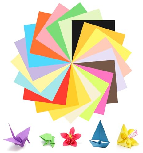400 Hojas de Papel Origami 20 Colores Papel Papiroflexia 15 x 15 cm Cartulinas Colores 80 g/m² Papels Plegable Cuadrado de Doble Cara Papels de Origami para Proyectos de Manualidades Escolares DIY