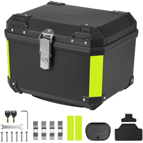 buusace Top Case Motorrad-Top-Case für Motorrad, Aluminiumlegierung, robust und wasserdicht, Helmkoffer mit Sicherheitsschloss, Reisekoffer für die Aufbewahrung von Helm (ABS-57L)