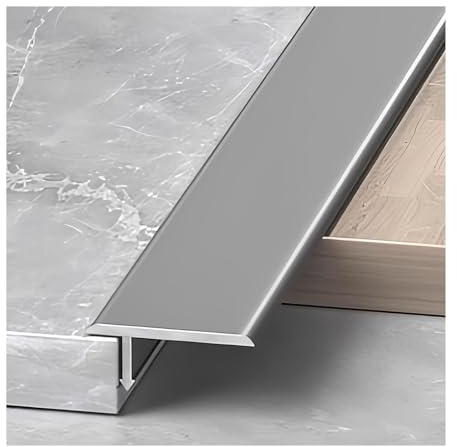 T-Profil Aluminium Übergangsprofil Zierleisten und Bodenübergangsleisten, Bodenleisten Abdeckleisten für Türschwellen und Verbindungsböden von Laminatdielenfliesen(Gray,W1.6cmxL90cm (3pcs))