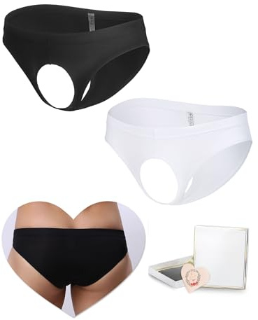 ohyeahlady Mens Sexy Smooth Underwear Open Sissy Panties Gay Tangas Thong | Ice Silk, Soft Stretch, Lingerie for Men, Low Rise, Male Briefs, Fun to, Bedroom Wear, S-XL