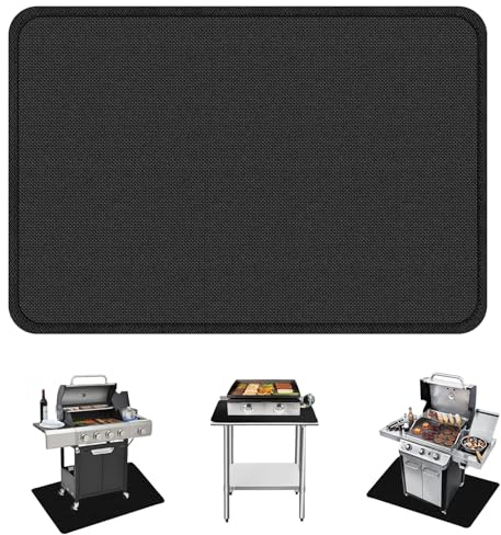AROMUJOY Brandsäkert underlag, 80 x 60 cm värmeskyddsmatta silikonglasfiber, brandskyddsmatta värmebeständig upp till 550 ℃/1 800 °C, grillmatta för BBQ grillar, golv, öppen spis, gräsmatta