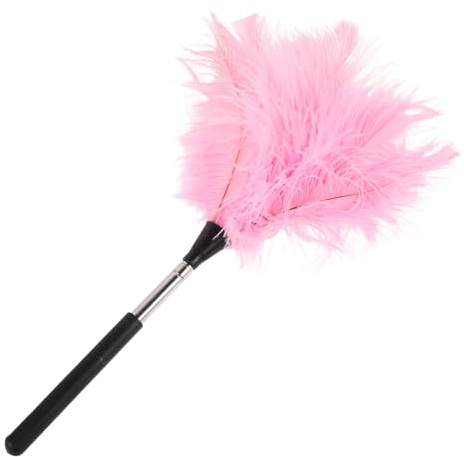 FRCOLOR Plumero Extensible de Avestruz Rosa con Varilla Telescópica, Cepillo Reutilizable Antielectrostático para Limpieza de Ventiladores de Techo, Teclados, Muebles y Coches,