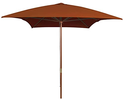 Mokuyary Ombrellone da giardino con palo in legno terracotta 200 x 300 cm, ombrellone da esterno per terrazza, piscina, spiaggia, ristoranti, balcone