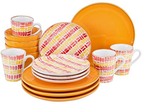 CreaTable, 22893, Série MARBELLA, service de vaisselle, service combiné 16 pièces, Yellow