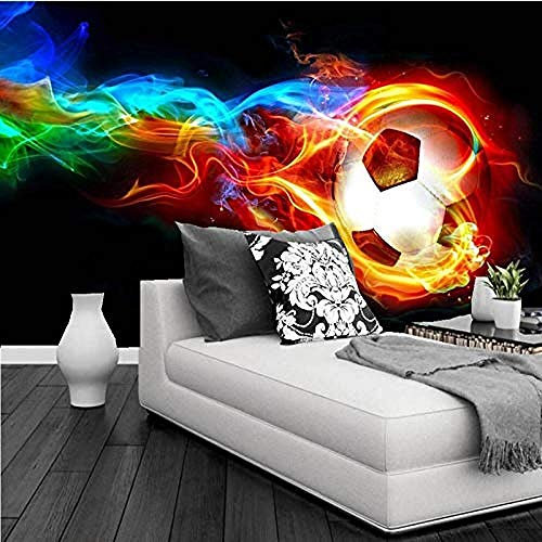 Wallpaper Mural 3D Self-Adhesive Cool Colorful Flame Football PVC Photos Wallpaper Children s Room Boy Gi Wallpaper Grey Wall Sticker Border Living Room for Bedroom Rose Blue Mural kids-300cm×210cm