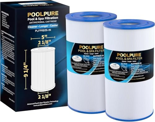 POOLPURE 2PC PRB35-IN Spa Filter Replaces Unicel C-4335, Filbur FC-2385 | Kompatibel mit Guardian 409-219, 03FIL1300, 17-2482, 303557, 817-3501, R173431, 35 sq.ft, 12,73 × 23,5cm Whirlpoolfilter