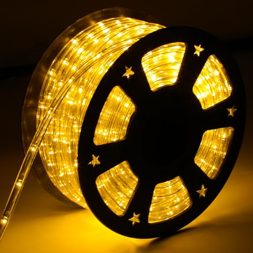 Cecaylie 20m LED Lichtschlauch, 480 LEDs Lichterschlauch, Lichterkette Wasserdicht, für Outdoor Balkon, Terrasse, Hochzeit, Party, Gelb Lichtschläuche