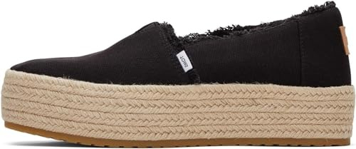 Toms Damen Valencia Plattform, Schwarz Leinen, 38 EU