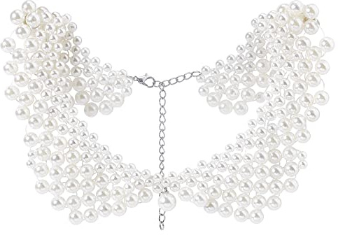 FINGERINSPIRE Kragen Abnehmbare Perlen Blusenkragen Damen Gefälschter Stehkragen, Muschelfarbe Perlenkragen abnehmbarer Blusenkragen Halsband Dissent Kragen Halskette für Mädchen, Frauen