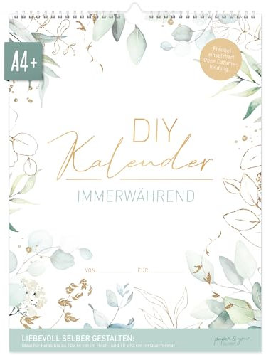 Häfft® Bastelkalender A4+ ohne Jahr, immerwährend Blattgold Fotokalender, DIY-Kalender, Kreativkalender, Geburtstagskalender zum Selbstgestalten - nachhaltig & klimafreundlich