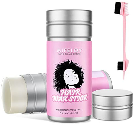 Damen Haarwachs Stick, 2.7 fl.oz Haarstyling Wachs Stick, Modellierung Haar Pomade für Perücken Babyhaar Frizz Flyaways krauses, Hair Styling Rand Kontrolle Gel Haarcreme mit Doppelkanten Bürste Kämme