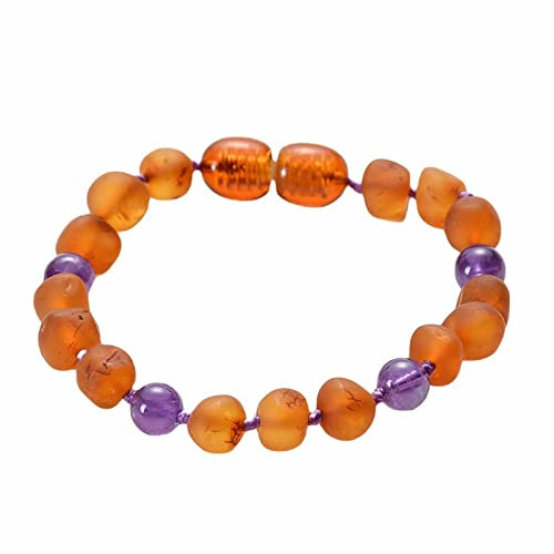 Whoiy Perlenarmband, Modeschmuck Armband Bernstein Lilabraun Bernsteinarmband Perlenarmband 15cmx6mm