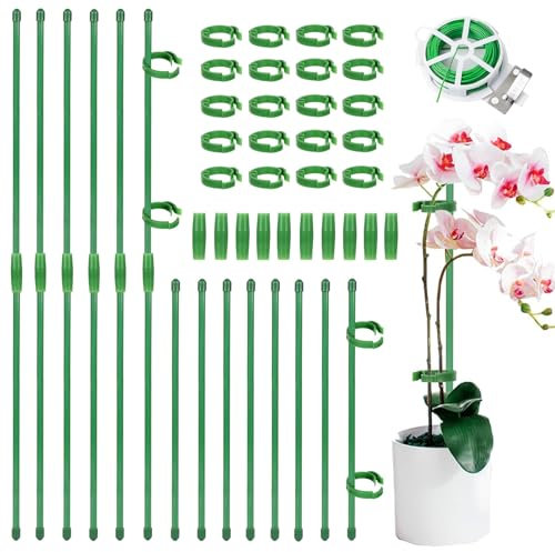 20Pcs Plant Sticks Support, 40CM & 80CM Adjustable Single Stem Plant Support Stakes, Garden Plant Sticks Support with Buckles for Indoor and Outdoor Plants, Flowers, Tomatoes