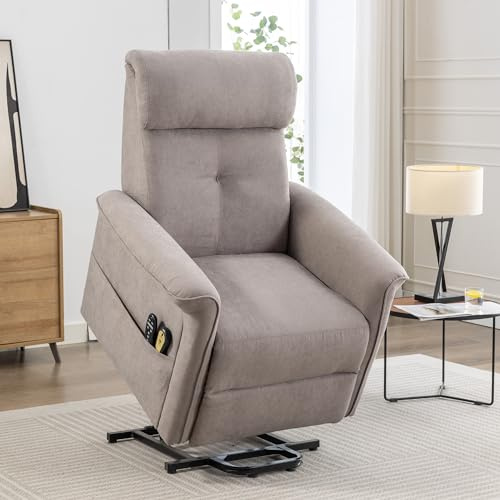 homeguru Massagesessel Elektrische Seniorenstuhl Aufstehhilfe, Liegesessel Vibration Massage mit Heizfunktion, Ruhesessel Einzelsofa Sessel Wohnzimmer Relaxsessel belastbar TV-Sessel, Hellgrau