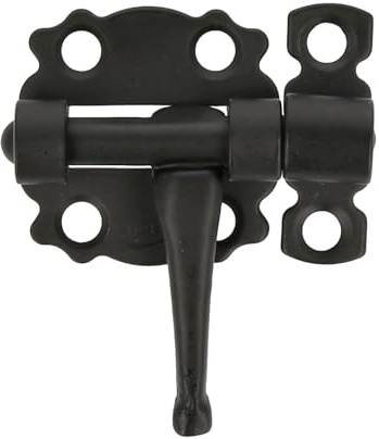 Amig - Pasador de Sobreponer para Puertas y Muebles Mod. 484 - Pestillo de Seguridad para Cierre Horizontal - Material Acero con Eje de Zamak - 30 mm - Estilo Rústico - Negro