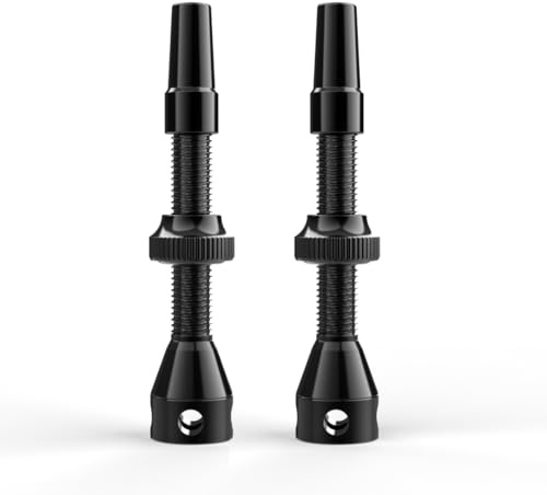 SHREDR. Kingpin Tubeless Ventile Set | Presta Ventile für Schlauchlos-Reifen | Superleichtes Alu, französisches Ventil | Für Normale Tubeless-Felgen (Schwarz, 44mm)