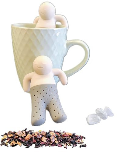 Ktchnhlprz Teemännchen 2er-Set, Silikon-Teesieb, Tee-Ei, für losen Tee, flexibles Silikon, wiederverwendbar, geschmacksneutral