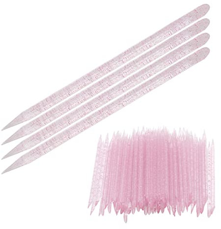 100 Empujadores Desechables para Cutículas de Uñas, Palillos para Uñas con ángulo Biselado y Punta Puntiaguda, Herramienta para el Cuidado de Uñas para Maquilladores (PINK)