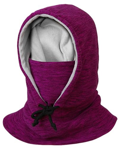 Winter-Gesichtsmaske, Kapuzenschal mit Kordelzug, winddichter Fleece-Halsschutz, Mützen zum Radfahren und Skifahren, Weinrot, 1, weinrot, 1