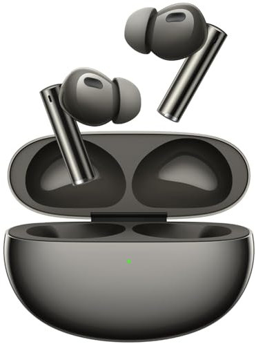 realme Casque True Wireless Air 6 Pro, Pilote Dynamique 11 mm et Tweeter 6 mm, 40 Heures de Jeu, 50 DB ANC, LHDC, Annulation Active ciblée du Bruit, 55 ms Faible Latence, 6 mic pour appels, Gris