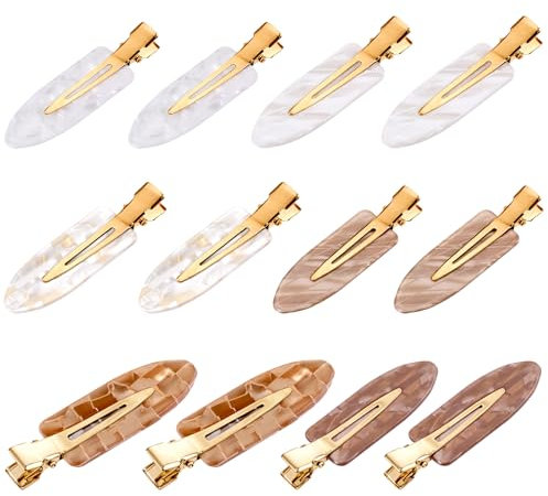 12 Stück Keine Biegung Haarspangen - Haarclips, Nahtlose Haarspangen, Make Up Haarclips, Acrylharz Flache Haarklammern, Bunte Haar Clips - Haar Styling Haarschmuck