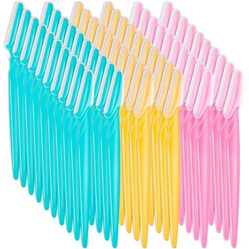 60 Stück Augenbrauenrasierer für Damen, Eyebrow Shaper, Gesichtsrasierer Frauen, Tragbare Peeling Gesicht Rasiermesser, Mehrzweck Rasierer für Gesicht und Körper