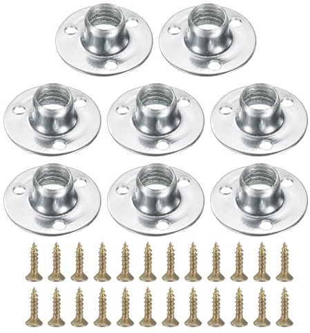 sourcing map 8 dadi a T M10, dadi a T in acciaio zincato con viti, dadi a saldare con base rotonda a 3 fori, altezza 8,2 mm, flangia del foro passante, argento