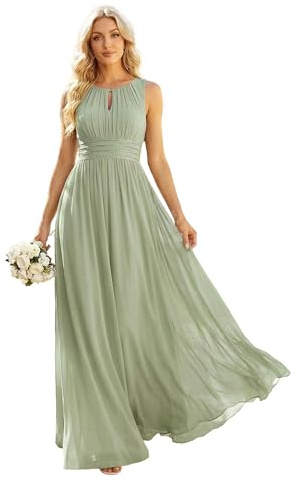 Ever-Pretty Abiti da Sera Donna Girocollo Senza Maniche Gonna A Trapezio Gonna Lunga Abito Elegante Donna Cerimonia ES01955