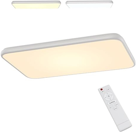 Aufun LED Deckenleuchte 180W Dimmbar 80x52x4.5 cm IP44 LED Panel mit Fernbedienung 2800K - 6500K, Led Deckenlampe Flach Warmweiß Kaltweiß für Wohnzimmer Schlafzimmer Küche Badezimmer