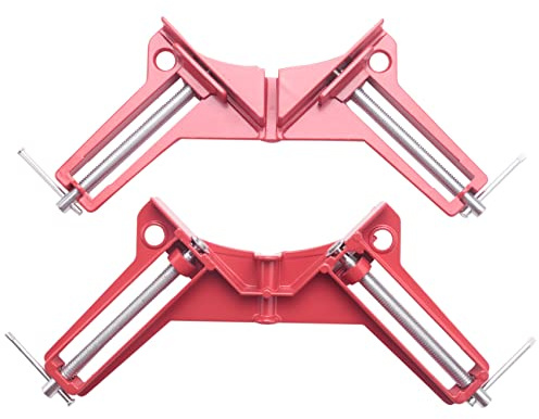 Malloy Abrazaderas de esquina 3 pulgadas 2pzs Abrazadera de angulo recto de 90 grados Abrazadera de inglete para trabajo de madera corchete de enmarcado de imagen de vidrio DIY de metal